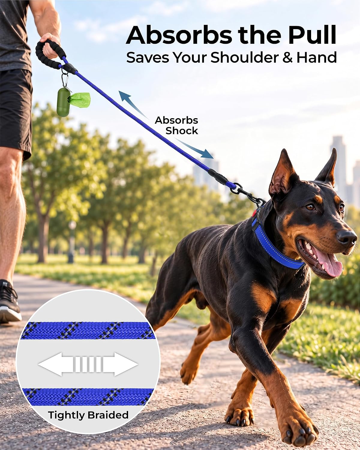 Taglory Rope Dog Leash for Medium Large Dogs - 3/8" x 5 FT (0~20 lbs.) / Navyblue - image 3