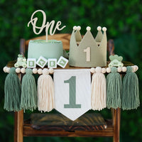 DCJHFJ First Birthday Decorations for Boy Highchair Banner One - Green Banner