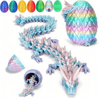 3D Printed Dragon Egg, Mystery Articulated Crystal Dragon Egg Fidget Toys, 3D Print Surprise - Rainbow Color