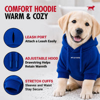 Tuff Pupper Dog Hoodie, Premium Quality Insulated Fabric - Royal Blue / XX-Small (5-10 lbs) - image 3