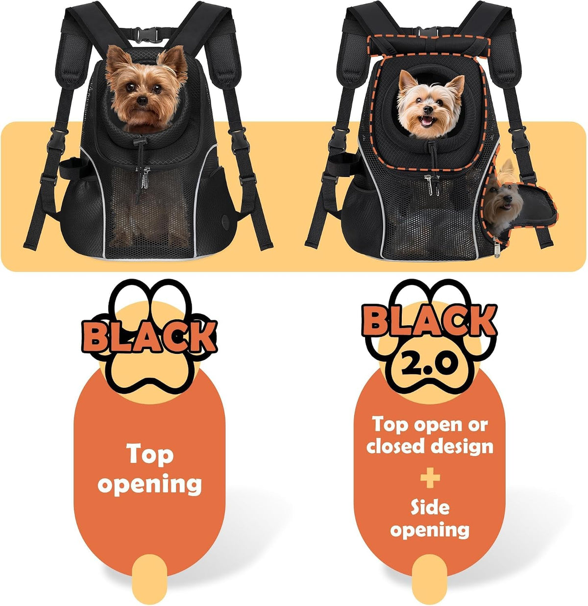 WOYYHO Pet Dog Carrier Backpack - Black 2.0 / Small(2-4.5lbs) - image 3