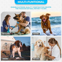 FDW Dog Crate for Large Dogs 42 Inch Folding Metal WirePet Cage Double Door W/Divider Panel Indoor Outdoor Kennel Leak-Proof Plastic Tray,Blue