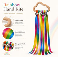 MEROCO 2-pack rainbow ribbon wands with natural wood rings and six fabric ribbons each - view 11