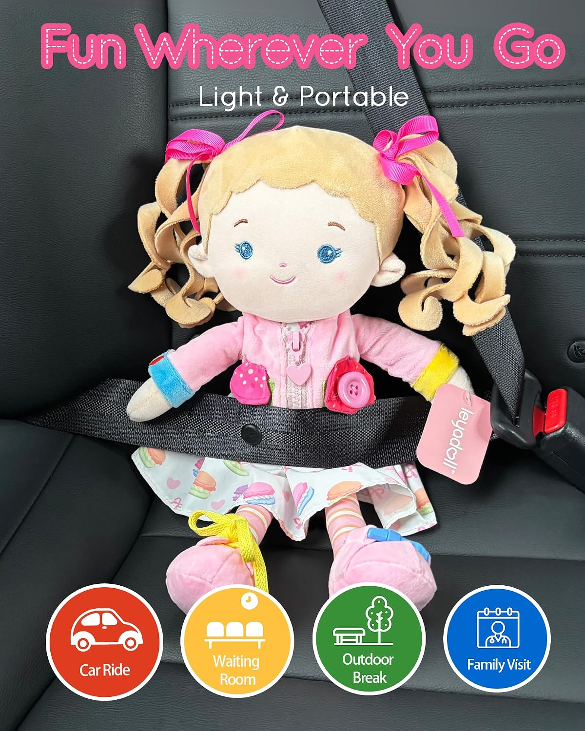 LeyaDoll 16 inch Montessori baby doll with buttons, zippers and laces - view 13