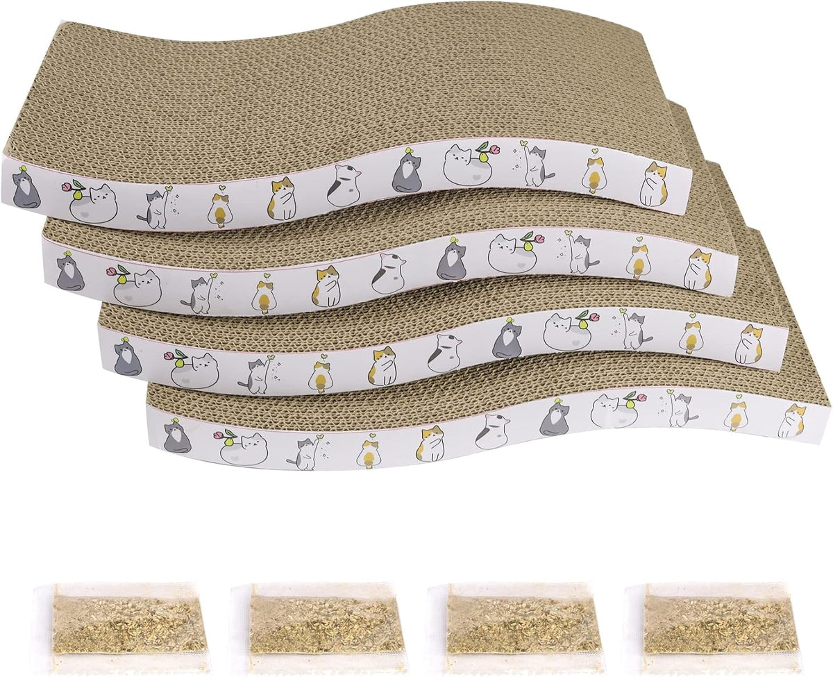 PatiencET Cat Scratch Pad with Box - Waved - 4 Pack