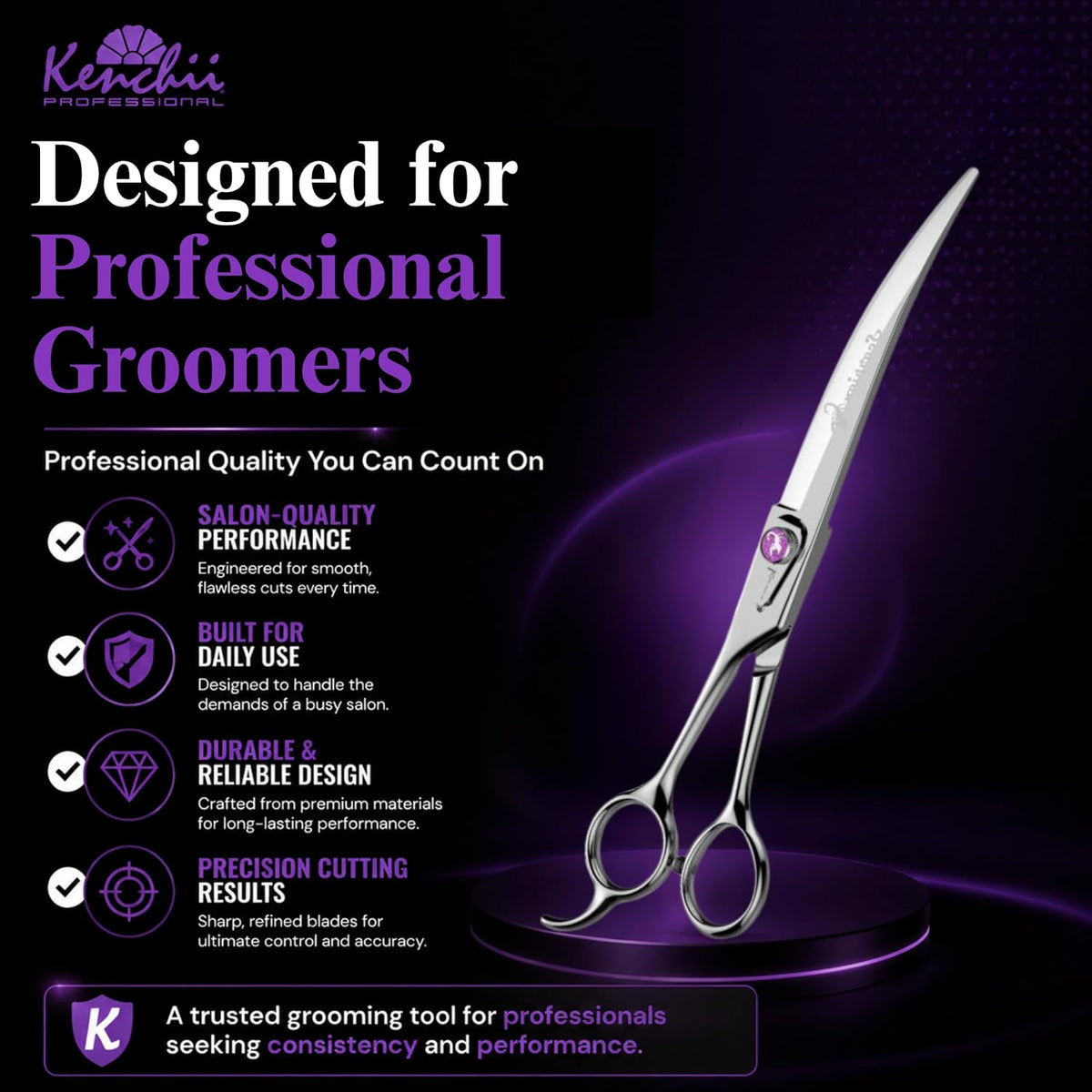 Kenchii Scorpion Dog Grooming Scissors 7in Curved - 8" Curved - image 4