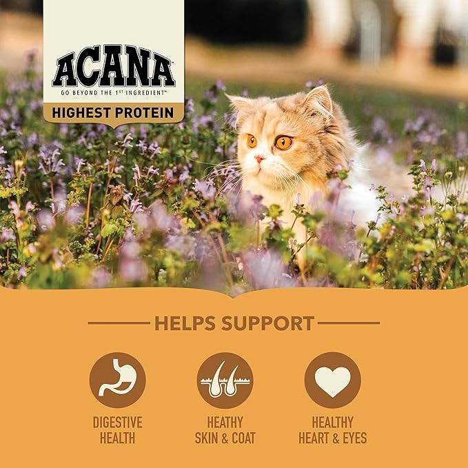 ACANA Grain-free Dry Cat Food Meadowlands Chicken Turkey Fish and Cage-Free Eggs 10lb Bag