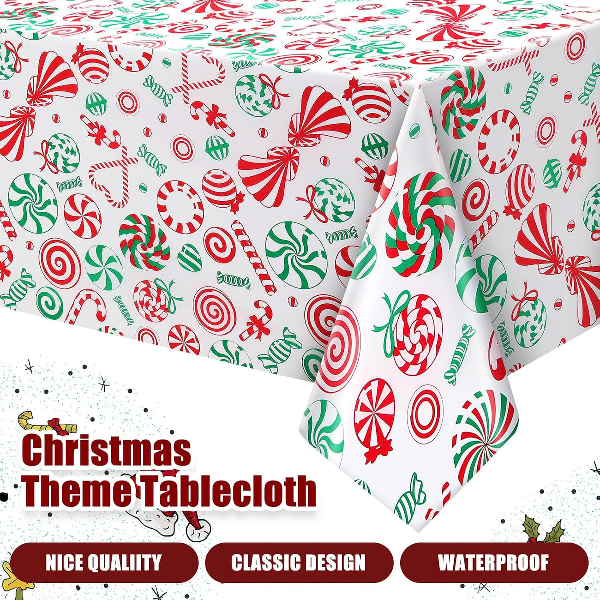 Newwiee 3 pack Halloween plastic tablecloths with candy corn print, 108 x 54 inches - view 18