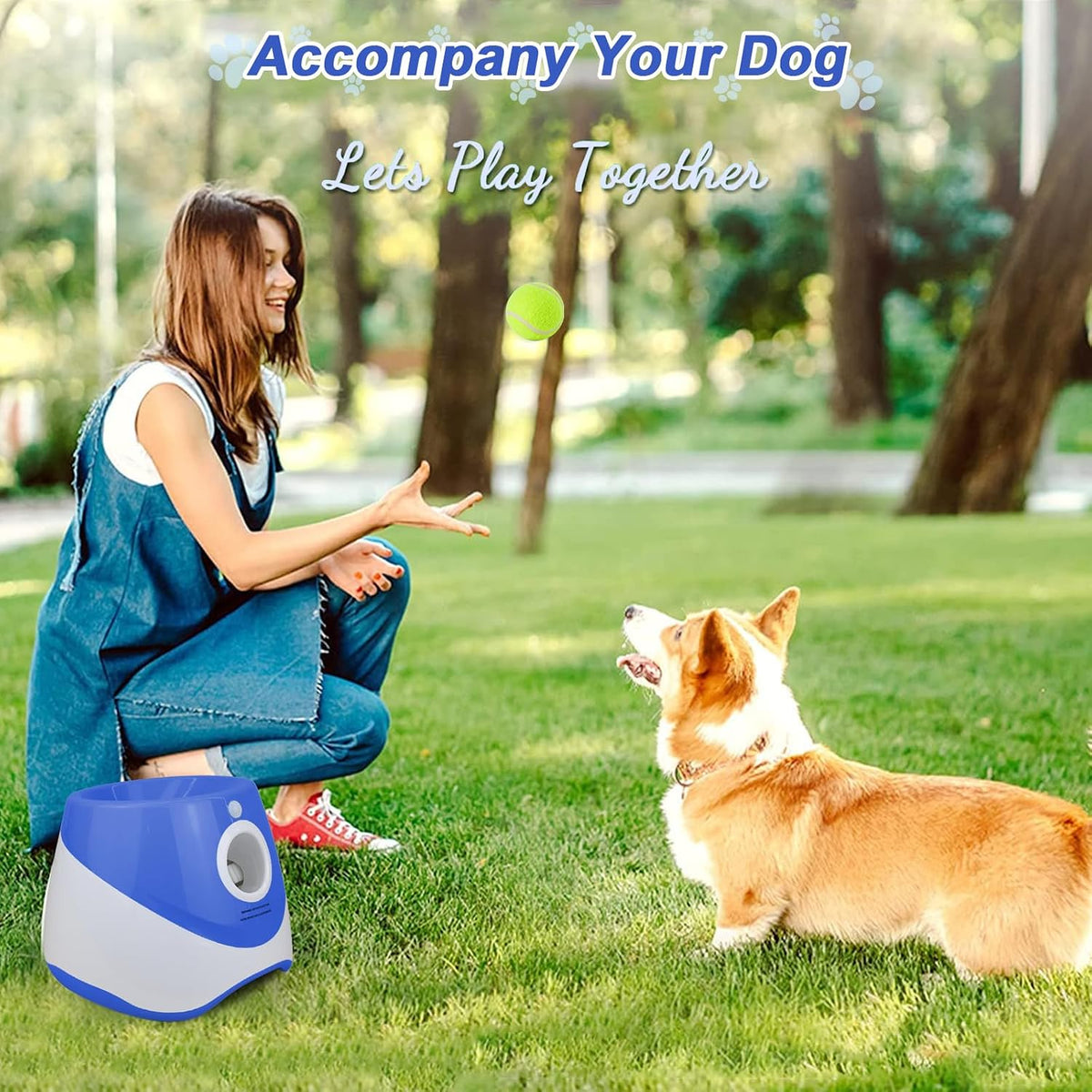 SOCO Automatic Ball Launcher for Dogs, Orange - Blue-15 balls - image 2