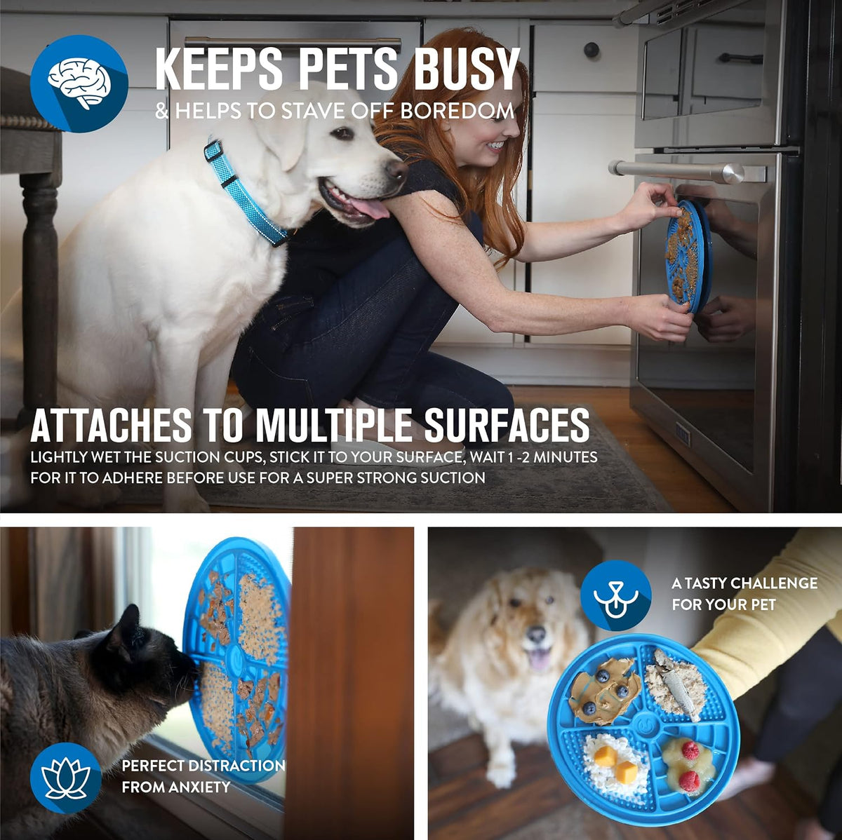 Hyper Pet IQ Treat Lick Mat for Dogs & Cats - Suction Lick Mat 2pk / Blue/Purple - image 4