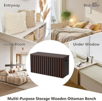 UEV Storage Bench Set of 2, 39.4" Wood Storage Trunk with 2 Safety Hinges, Sturdy Storage Chest, Fluted Wood Leg, Walnut