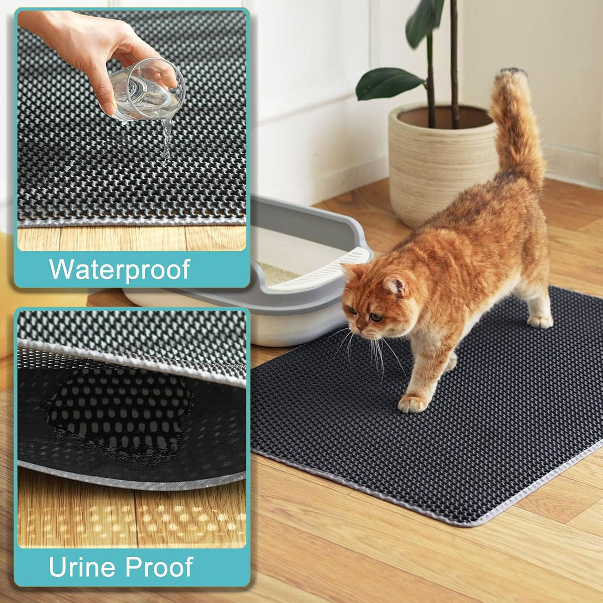mengbu 35 x 25 inch large cat litter trapping mat with honeycomb layers - view 4