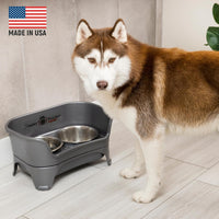 Neater Feeder Express Mess Proof Dog Bowls Elevated for Small Breeds - Medium to Large w/ Metal Slow Feed Bowl / Gunmetal Grey - image 2