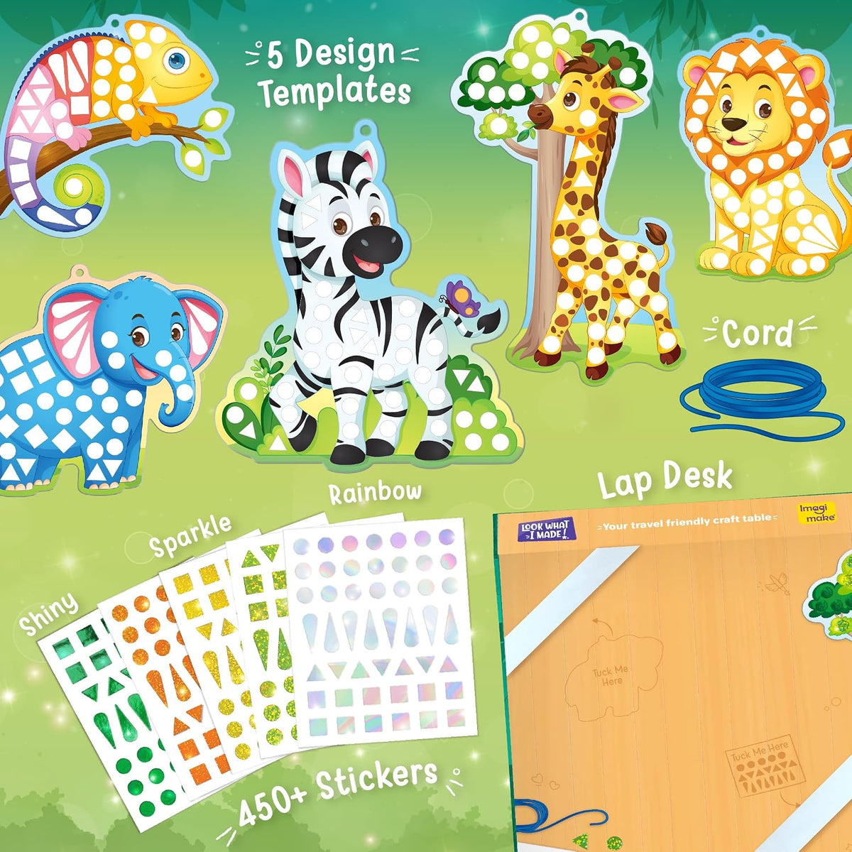 Imagimake Mirror Mosaic, Princess & Unicorn, 10 Templates - 7. Animals - image 2