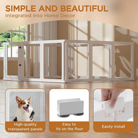 Citylife Clear Acrylic Plastic Dog Playpen Indoor,for Puppy Cat Rabbit Ferret Transparent Pet Pen,Easy Assemble Whelping Crate Kennel Cage Enclosure for Small & Medium Dogs 12 Panels