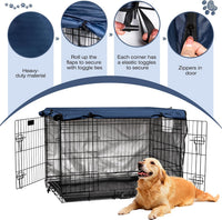 kefit Dog Crate Cover, Privacy & Light-Blocking Cover for Wire Dog Kennel/Cage, Fits Standard 48" - Navy Blue / 42 inch - image 2
