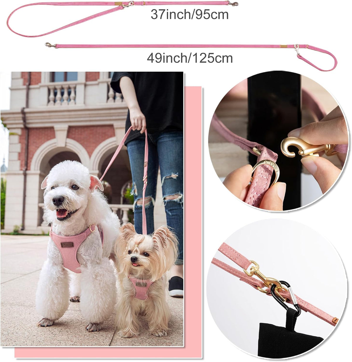 Puppytie Small Dog Harness and Leash Set, Pink, S – Essentials for Dogs - A-Pink / XS(4.5-11lb） - image 4