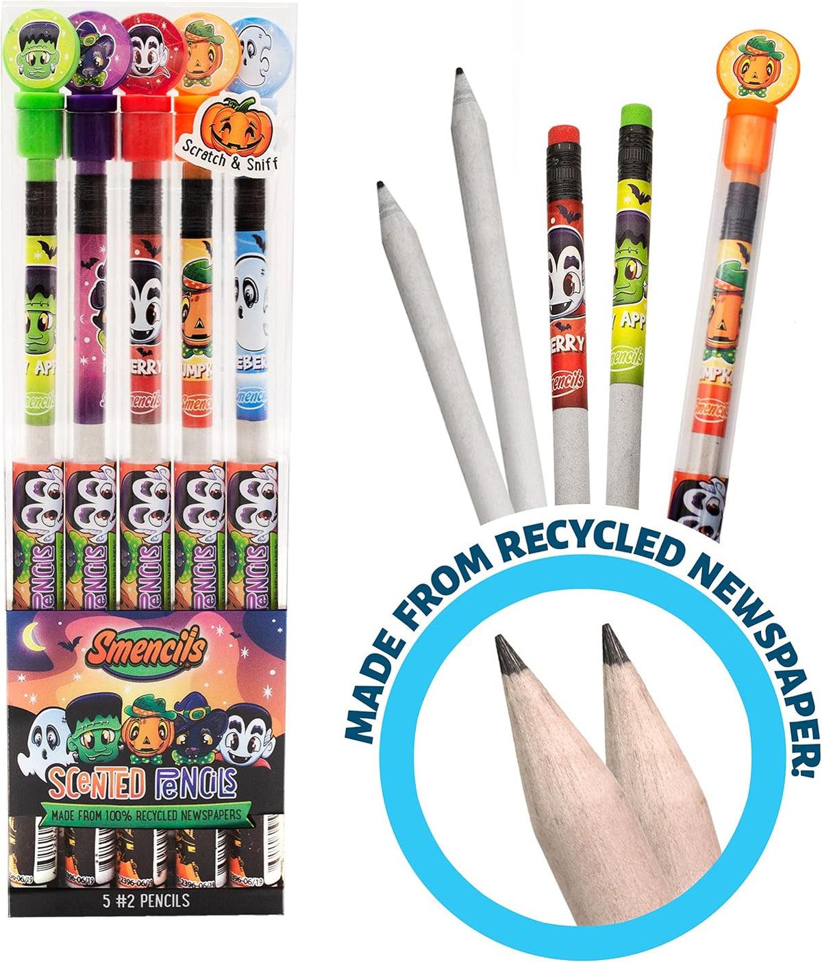 Halloween Smencils Cylinder, HB #2 Scented Smelly Pencils - Halloween - image 4