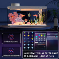 Smart Fish Tank Aquarium Kit with APP Control and Auto Feeder - 1.5 Gal Fish Tank Multi-Layer Filtration System Silent Pump & UHD Glass - 16 Million DIY Colors Includes Mini Magnetic Scrubber Scraper