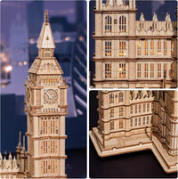 ROBOTIME Big Ben 3D wooden puzzle model with LED light - view 9
