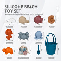 MarcZero 11Pcs Silicone Beach Toys, Bucket & Sand Toys - Dark Blue - image 2