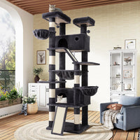 SHA CERLIN 81in Multi-Level Tall Cat Tree Tower for Indoor - Dark Grey