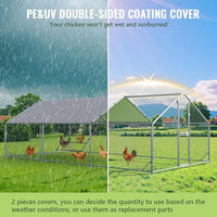 Large Metal Chicken Coop, 10x20x6.5FT Chicken Runs for Yard with Cover