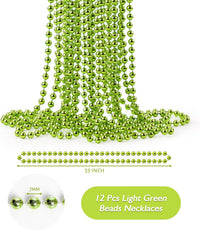 ZZYFGH 12 PCS Bead Necklace, 33'' Mardi Gras Beaded Necklaces – Fun for Kids & Family - Light Green - image 2