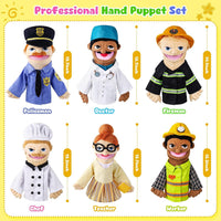 6 Pcs Family Hand Puppets 12 Inch Grandparents, Mom & Dad - Essential Workers - image 3