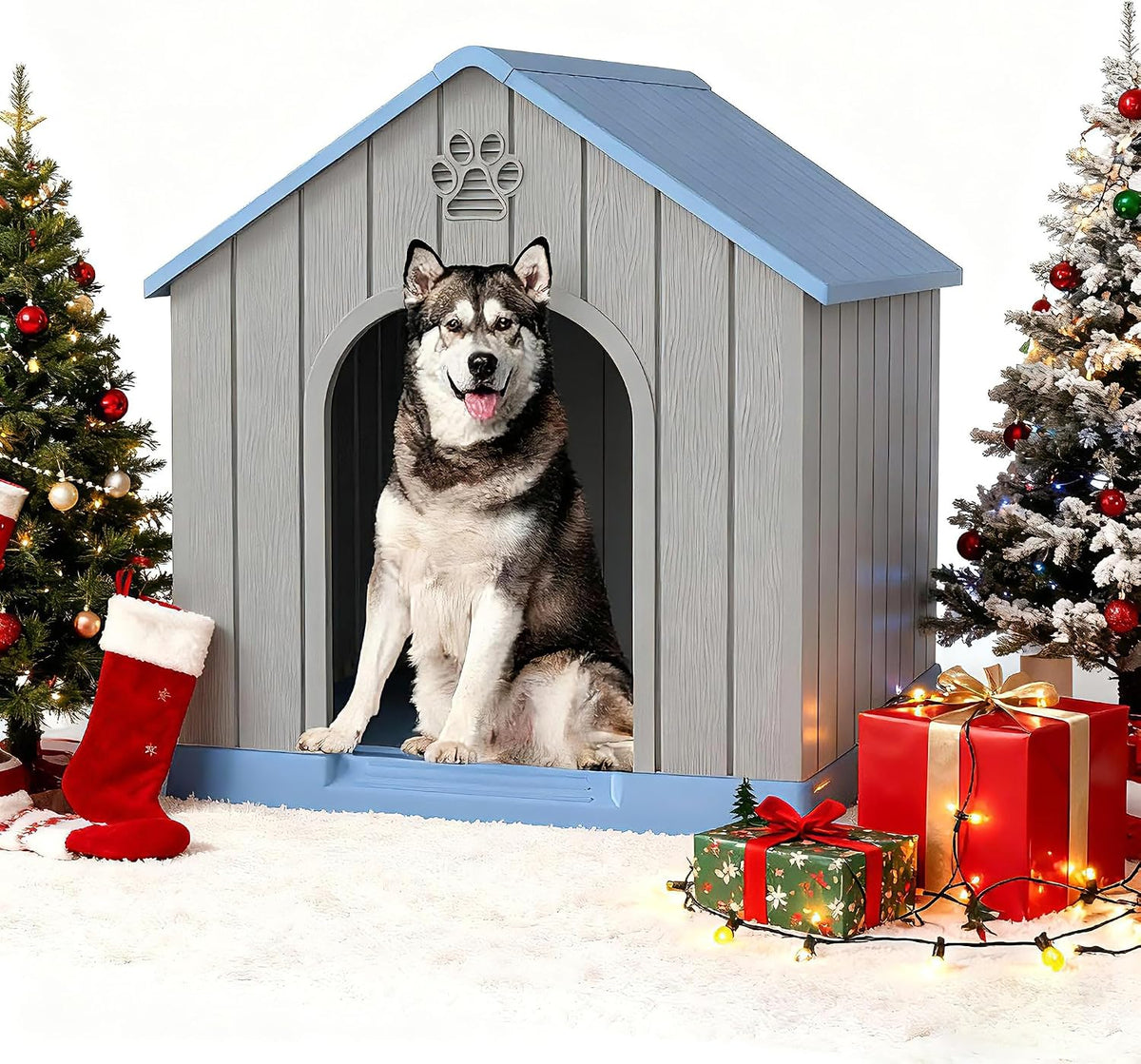 Fancyango Extra-Large Giant Dog House Outdoor Indoor for Large Dogs - Blue / 36''L×38''W×38''H - image 2