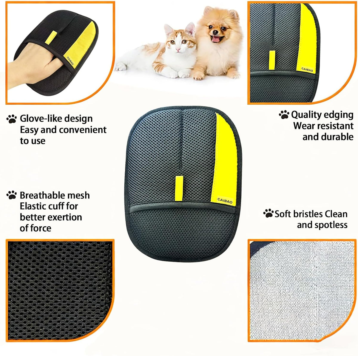 Electrostatic Pet Hair Removal Gloves – Essentials for Cats - 3pcs-Black - image 3