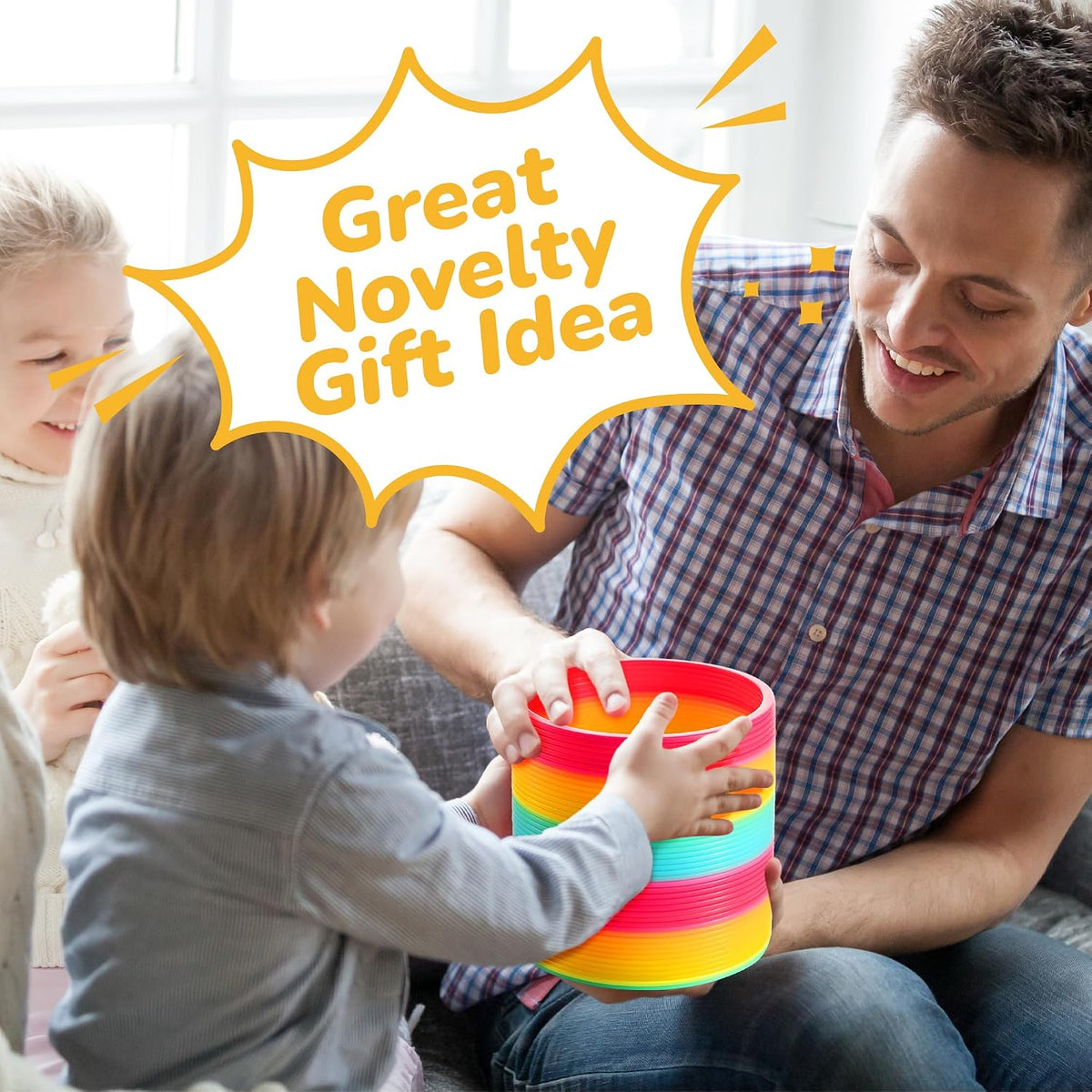 6 Inch Jumbo Rainbow Spring Coil Toy for Kids Neon Plastic Spring Toy – Fun for Kids & Family - image 4