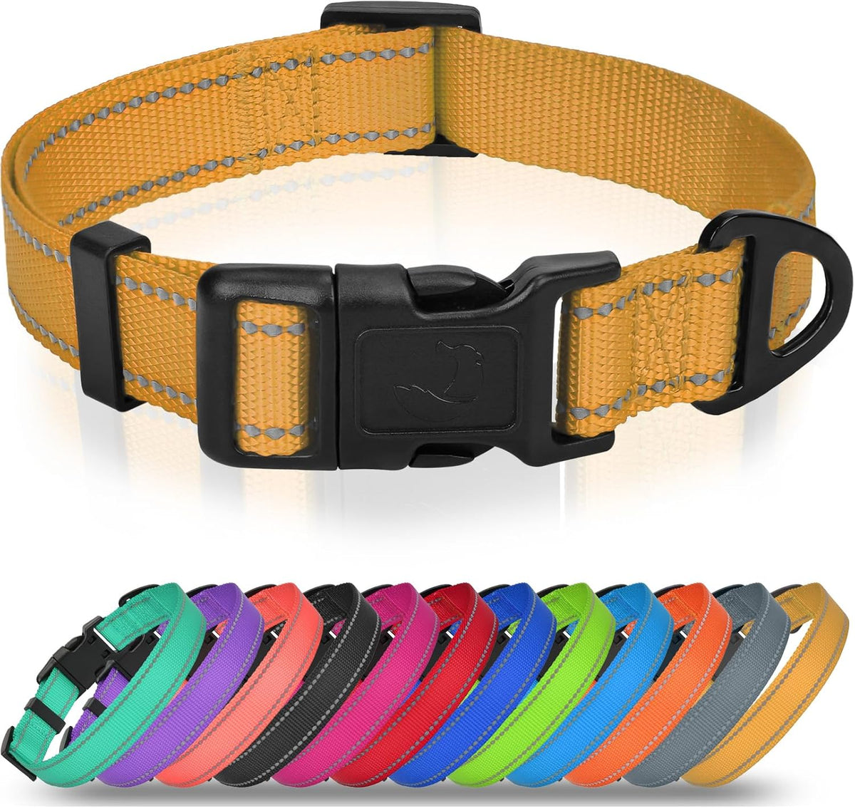 Joytale Feather-Light Dog Collar for Small Dogs & Puppies, 5/8" - XL: Width 1¼", Neck 18-28" / Khaki