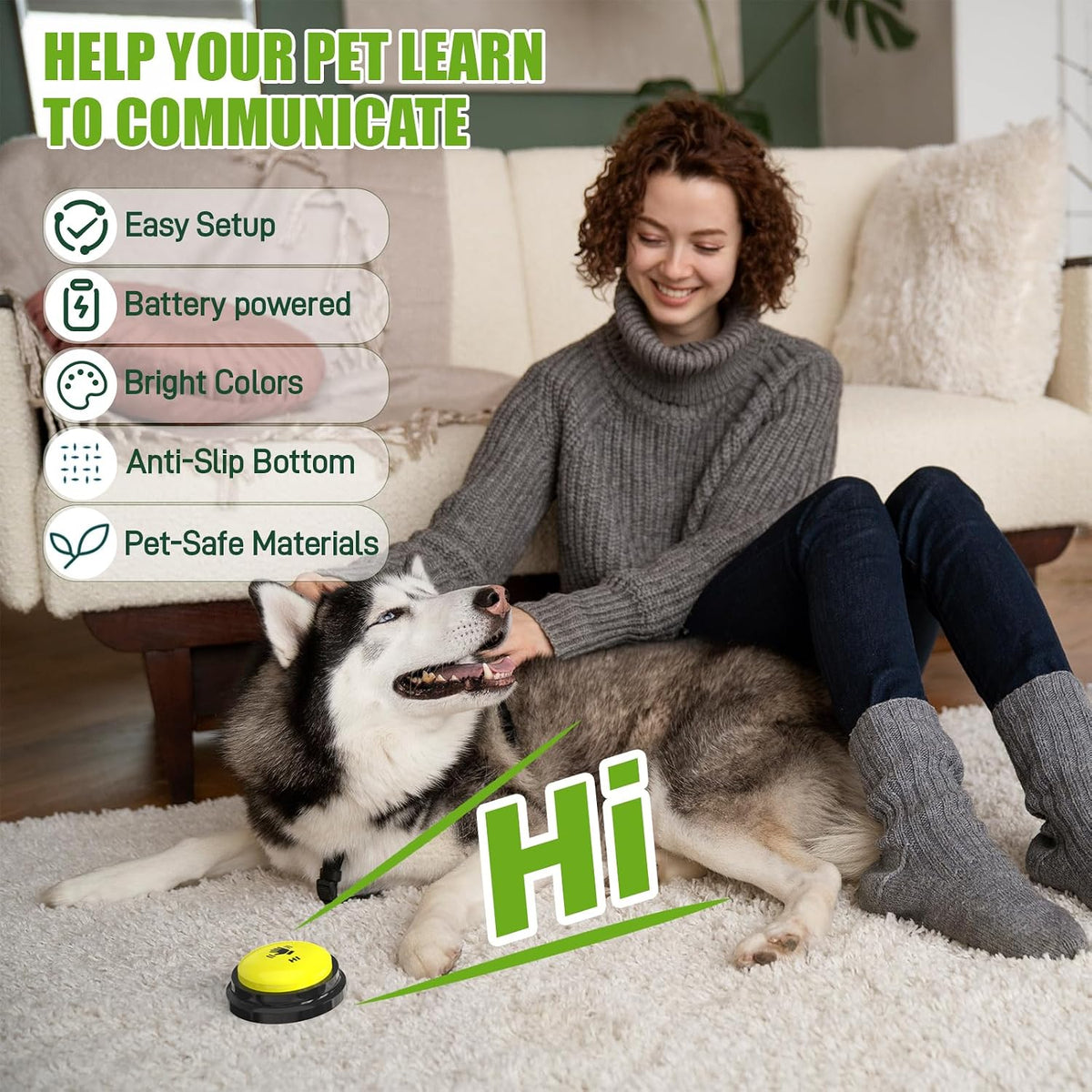 Fzixvow 8-pack recordable dog talking buttons with non-slip mat and brush - view 4