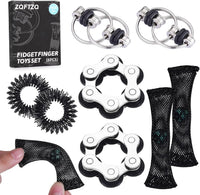 8Pcs Sensory Fidget Toys with Fidget Spinner - Black