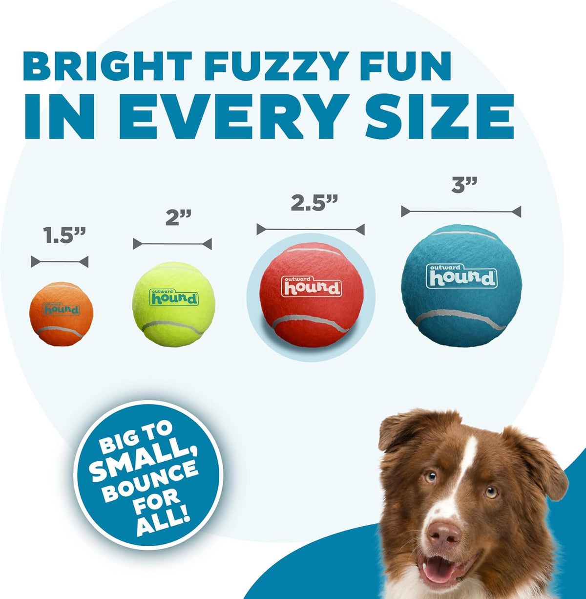 Outward Hound Squeaker Ballz Tennis Ball Dog Toy, 2.5", 4‑Pack - Multi Squeaker Balls / Medium / 6-Pack - image 4
