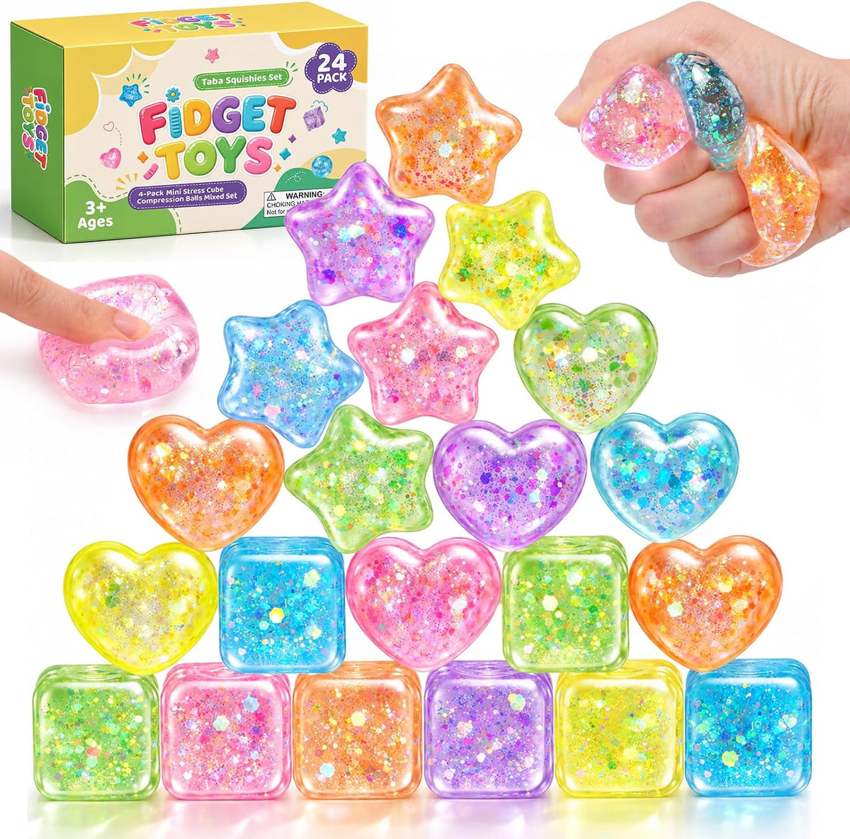 16 Pack Slow Rising Stress Balls，Textured Memory Soft Stress Ball – Fun for Kids & Family - 24 Pack Mini Stress Balls