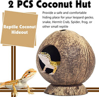 PINVNBY 2 PCS Natural Coconut Reptile Hideouts Lizard Coco Hut Hermit - Smooth Surface / High-Crowned Style, 2PCS - image 4