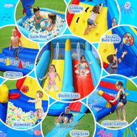 GYMMALL white inflatable bounce house for kids with slide, ball pit and mesh walls - view 7