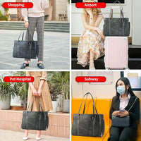 Stylish Dog Purse Carrier, Leather Pet Carrier Bag for Small Dogs Cats Puppy, Airline Approved Soft-Sided Carrier Grey
