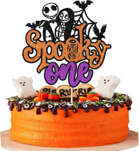 24 PCS Halloween Bat Cupcake Toppers Black Glitter Bat Cupcake Picks - Pattern C4-orange