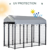 Outdoor Dog Kennel with Roof, 8 x 4 x 6 Heavy Duty Welded Wire Dog Playpen Enclosure with Escape-proof Lock, UV-Resistan