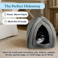 PETMAKER Cat House Indoor Bed with Removable Foam Cushion - Gray / (L) 13” x (W) 13” x (H) 15.75” - image 2