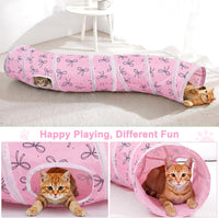 Glittme Cat Tunnel, Cat Tunnels for Indoor Cats - Simple Pink Bows - image 4