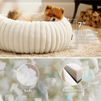 Bedsure ComfyFleece Donut Dog Bed Medium Size Dog with Washable Cover – Essentials for Dogs - S (23x23x7) / Cream - image 2