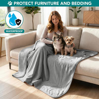 PetAmi Waterproof Dog Blanket Puppy Couch Bed Cover Queen 90x90 - Light Gray / Small (24x32) - image 2