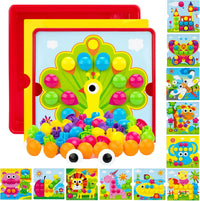Button Art Toys for Toddlers Ages 3+, Mosaic Peg Board – Fun for Kids & Family - Bird