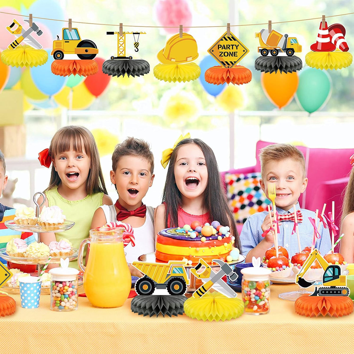 9 Pcs Construction Party Honeycomb Centerpieces for Birthday Table - image 2