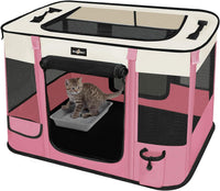 Foldable Pet Kitten Playpen - Pink 03 / Medium(32''×24''×21.5'')