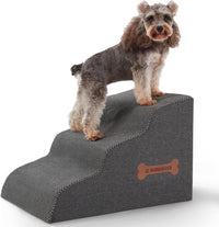 Dog Stairs 4 Steps for Small Dogs and Cats to Get on High Beds - Dark Grey / 3.0 / 23.6"D x 15.7"W x 15.7"H